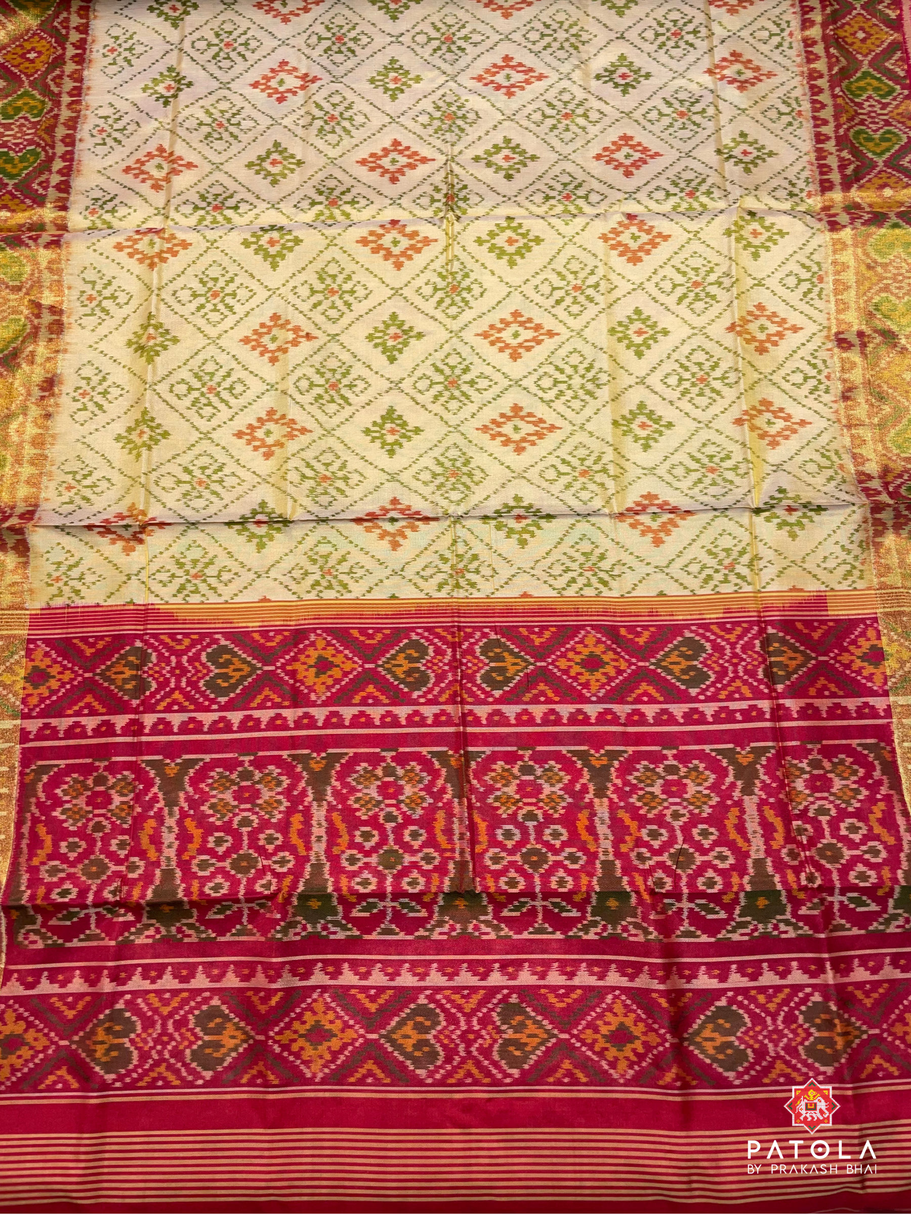 Traditional Chanda-Bhat Design With Pallu Of Selaari Border Designer Single Ikat Patola Saree